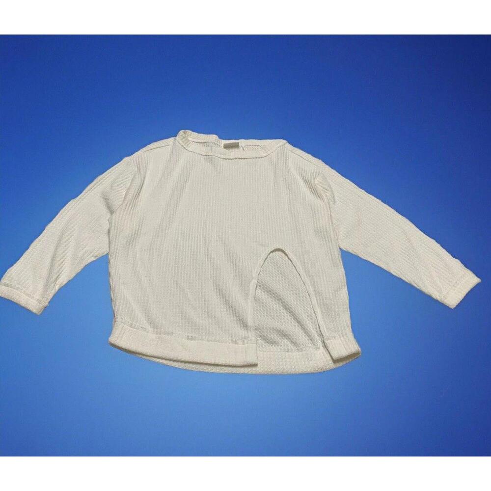 Out From Under UO Women XS  Ivory Oversized Waffle Knit Layering Top Slit